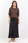 Summit Black Linen Blend Tie Waist Bias Maxi Skirt