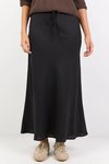 Summit Black Linen Blend Tie Waist Bias Maxi Skirt