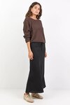 Summit Black Linen Blend Tie Waist Bias Maxi Skirt