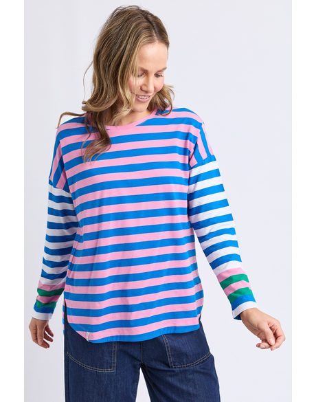 Taffy Stripe LS Tee (Blue and Pink Stripe)