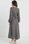 Phoenix Black White Check Balloon Sleeve Midi Dress