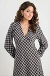 Phoenix Black White Check Balloon Sleeve Midi Dress