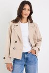 Pathway Taupe Cropped Trench Jacket