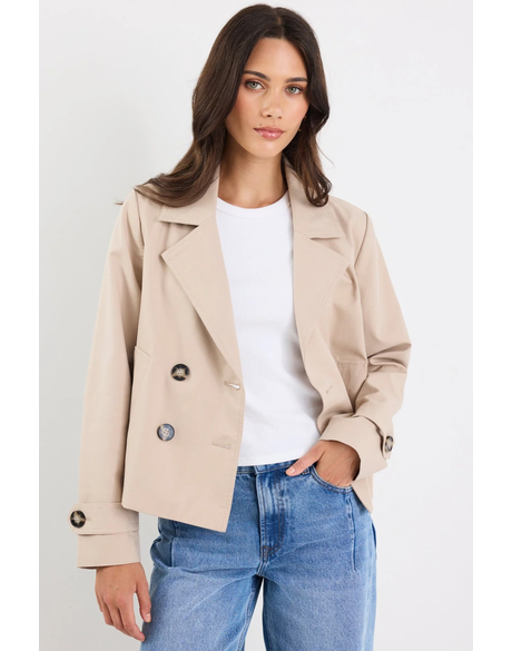 Pathway Taupe Cropped Trench Jacket
