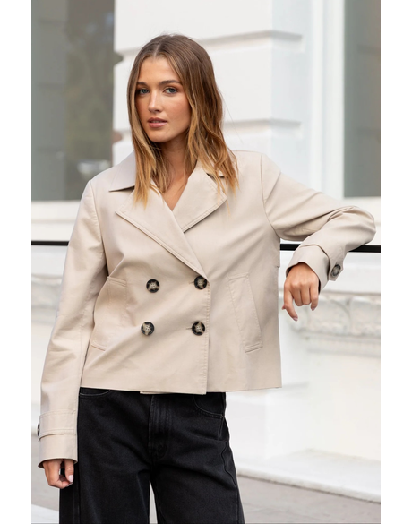 Pathway Taupe Cropped Trench Jacket