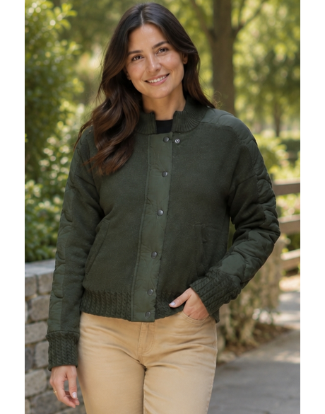 Knit and Woven Bomber Jacket