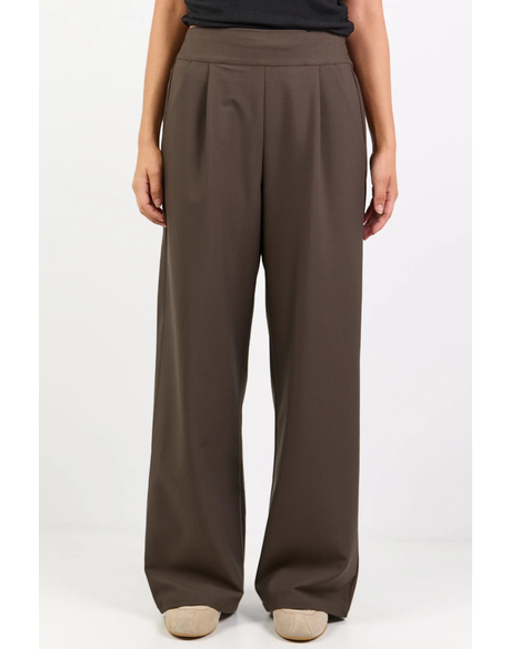 Instinctive Dark Chocolate Wide Leg Elastic Back Pants