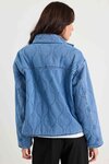 Apex Storm Blue Denim Collared Quilted Jacket
