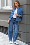 Apex Storm Blue Denim Collared Quilted Jacket