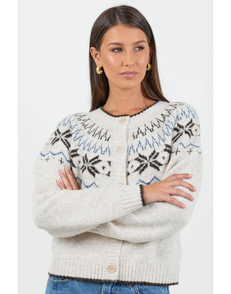 Shetland Oat Marle Fairsil Detail Cardigan