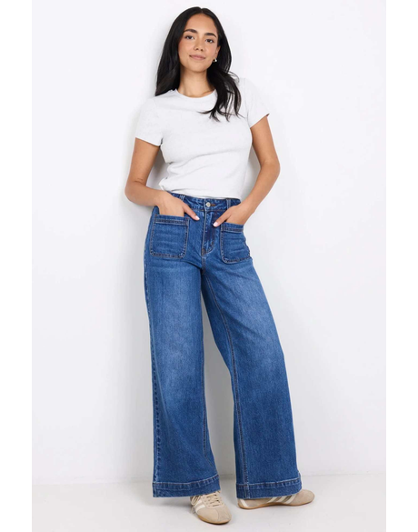Zoey Petite High Rise Wide Leg Pocket Jean