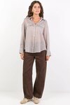 Preppy Chocolate Stripe Pocket Front Shirt
