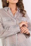 Preppy Chocolate Stripe Pocket Front Shirt