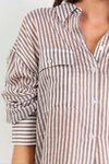 Preppy Chocolate Stripe Pocket Front Shirt