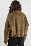 Troupe Khaki Mock Suede Zip Through Bubble Hem Jacket