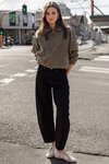 Troupe Khaki Mock Suede Zip Through Bubble Hem Jacket