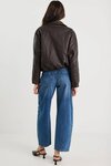 Troupe Chocolate PU Zip Through Bubble Hem Jacket