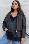 Troupe Chocolate PU Zip Through Bubble Hem Jacket