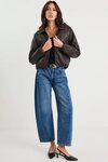 Troupe Chocolate PU Zip Through Bubble Hem Jacket