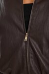 Troupe Chocolate PU Zip Through Bubble Hem Jacket
