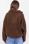 Untold Chocolate Contrast Detail Quarter Zip Sherpa Sweatshirt