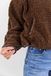 Untold Chocolate Contrast Detail Quarter Zip Sherpa Sweatshirt