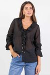 Bohemian Sheer Frill Front Blouse