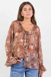 Bohemian Sheer Frill Front Blouse