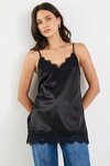 Noir Satin Lace Trim Bias Cami