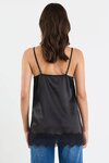 Noir Satin Lace Trim Bias Cami