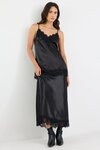 Noir Satin Lace Trim Bias Cami