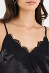 Noir Satin Lace Trim Bias Cami