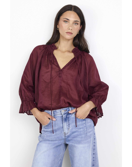 Expedition Shirred Neck Short Sleeve Top