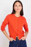 Autograph Blood Orange Soft Fine Gauge Crewneck Cardigan