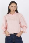 Occasion Pale Pink Shirred Neck Short Sleeve Top
