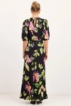 Amora Black Blush Floral SS Bias Midi Dress
