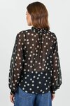 Emphatic Black Polka Dot Georgette High Neck LS Top