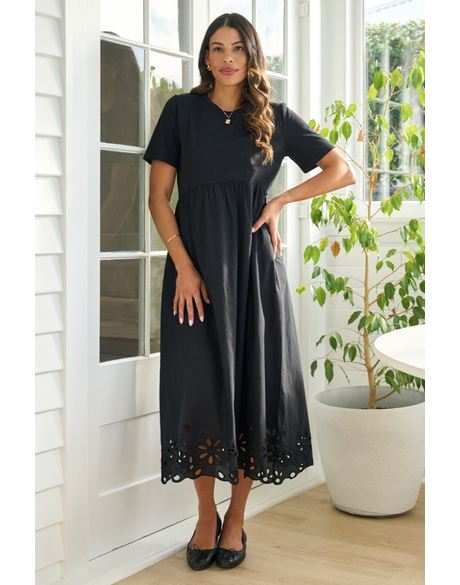 Contrast Detail Swing Dress