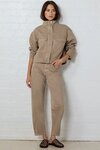 Crafted Taupe Funnel Neck Denim Jacket