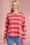 Spritz Stripe LS Tee (Earth Pink Lemonade)