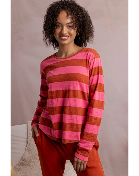Spritz Stripe LS Tee (Earth Pink Lemonade)