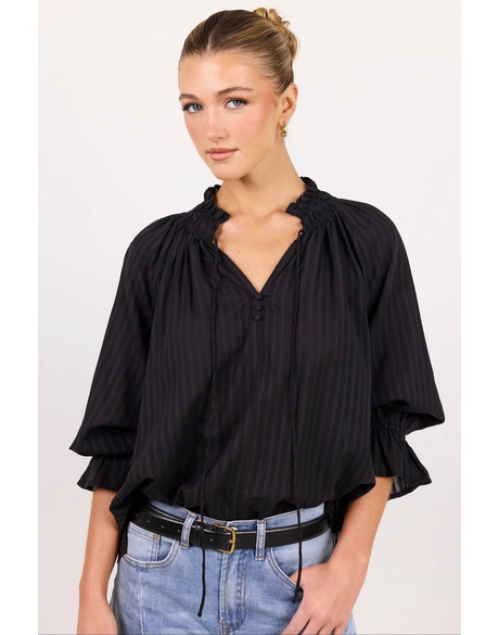 Expedition Shirred Neck Short Sleeve Top