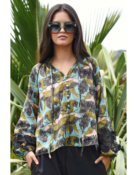 Lace To The Top - Blue & Olive