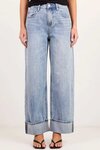 Emerge Washed Out Blue Turn Up Long Jeans