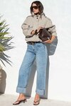 Emerge Washed Out Blue Turn Up Long Jeans