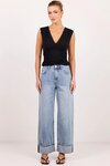 Emerge Washed Out Blue Turn Up Long Jeans