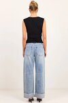 Emerge Washed Out Blue Turn Up Long Jeans