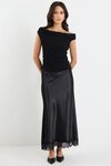 Margarita Satin Lace Trim Bias Maxi Skirt