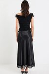 Margarita Satin Lace Trim Bias Maxi Skirt