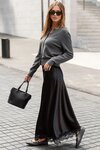 Margarita Satin Lace Trim Bias Maxi Skirt